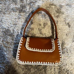 ASOS Tan & White Stitched Shoulder Bag